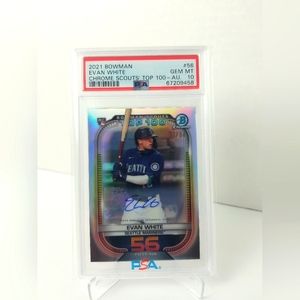 2021 Bowman Chrome Evan White RC Auto Scouts Top 100 #56 PSA 10 GEM MINT